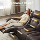 3 Seater Recliner Sofa, 3X Wall Hugger Reclining Sofa, Home Theater Seating with 2 Layer Cushion, Sofa Recliner for Home Living Room