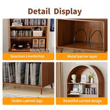 Limaoaio Large Record Player Stand with Vinyl Storage,6-Tier Arched Record Player Table Holds Up 350+ Albums, Turntable Stand with CD/DVD Rack,Vinyl Record Storage for Living Room(Walnut, 31.49''W) Limaoaio