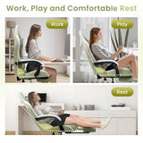 N-GEN GAMING Video Gaming Chair with Footrest Lumbar Support for Home Office High Back Recliner Height Adjustable Ergonomic Comfy Fabric Computer Desk Chair (Green)