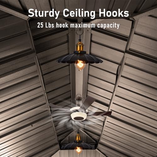 Domi Hardtop Gazebo 14x20FT, Outdoor Gazebo with Galvanized Steel Double Roof, Aluminum Frame, Built-in Gutter System, Curtain and Netting, Metal Gazebo Pavilion for Patio Deck Garden, Brown domi outdoor living