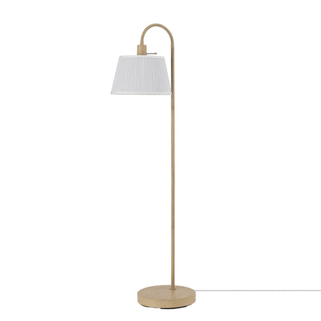 Globe Electric 65907 68" Floor Lamp, Light Faux Wood, White Pattern Shade, On/Off Rotary Switch on Socket Globe Electric