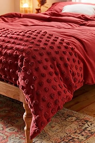 INDACORIFY Bohemian Tufted Duvet Cover 100% Cotton Comforter Quilt Cover with 2 Pillowcase, Bedding Set Coverlet Boho Bedspread (Single 56 X 84 Inches) INDACORIFY