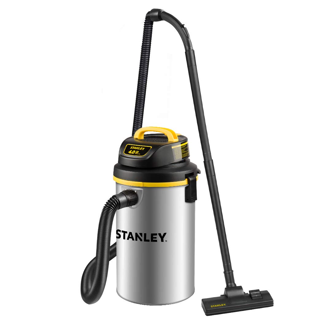 Stanley Wet/Dry Hanging Vacuum, 4.5 Gallon, 4 Horsepower, Stainless Steel Tank STANLEY