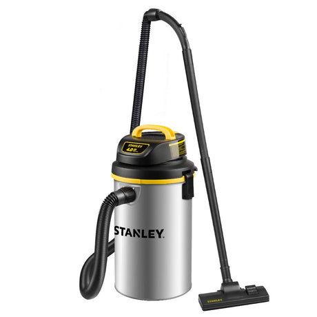 Stanley Wet/Dry Hanging Vacuum, 4.5 Gallon, 4 Horsepower, Stainless Steel Tank STANLEY
