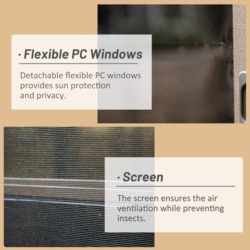 Domi 10x12FT Wall Mounted Sunroom, Against Wall Solarium with Galvanized Steel Sloping Roof, Detachable PVC Screen, Lockable Sliding Door, Lean-to Gazebo Sun Room for Patio Deck domi outdoor living