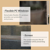 Domi 10x12FT Wall Mounted Sunroom, Against Wall Solarium with Galvanized Steel Sloping Roof, Detachable PVC Screen, Lockable Sliding Door, Lean-to Gazebo Sun Room for Patio Deck domi outdoor living