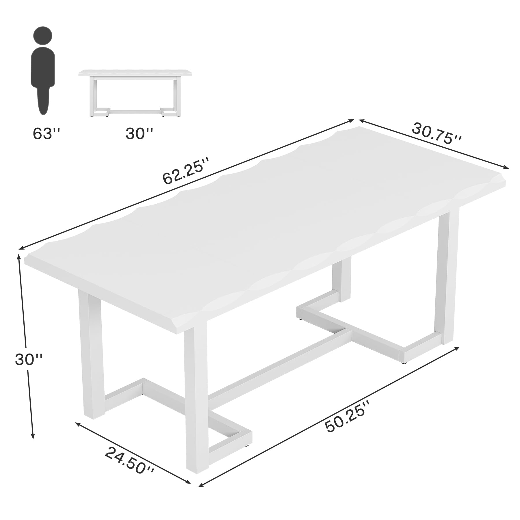 Tribesigns 63-Inch Conference Table for 4-6, Rectangular Meeting Table with Solid Wood Legs and Thickened Desktop, Modern Simple Boardroom Desk Business Furniture for Conference Training Room - WoodArtSupply