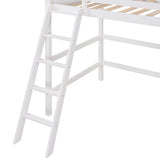 Harper & Bright Designs Solid Wood Twin Loft Bed with Ladder and Guardrails in White Harper & Bright Designs