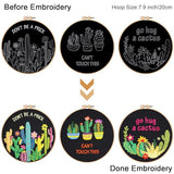 Louise Maelys Funny Cactus Embroidery Kits for Beginners,Cross Stitch Kit for Adults,Starters DIY Needlepoint Including Plant Pattern,Hoop,Instruction and Threads