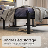 BOFENG Twin Bed Frame with Charging Station,LED Lights,Upholstered Storage Headboard,Heavy Duty Metal Platform Single Bed Frame Twin Size No Box Spring Needed,Solid and Stable,Noise Free,Grey BOFENG