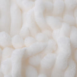 Linecooo Cream White Fleece Throw Blanket 50”×60” for Couch Sofa Bed,Super Soft Cozy Plush Microfiber Flannel Blanket with Stripes Design Lightweight for Adults,Woman,Girls Linecooo