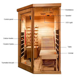 AURGOD Corner Sauna for 1 Person, Infrared Wooden Sauna Room, Luxurious Canadian Hemlock Home Sauna with Recliner, 2300 W 8 Heating Element, Low EMF Full Size Indoor Spa-Fast Delivery AURGOD