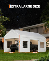 10x20 ft Heavy Duty Carport with Removable Sidewalls, Waterproof Outdoor Garage Tent for Cars/Trucks/Boats, Portable Storage Shelter with Roll-Up Windows & Doors PeakPursuit