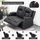 COMHOMA Recliner Chair Set，Furniture Bonded Leather Recliner Set Living Room Set, Sofa, Loveseat, (Black, Living Room Set 2+1) COMHOMA