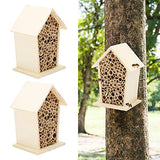 Wooden Insect House for The Garden Decoration, Hanging Bee Habitats Natural Beehive Shelter Nests Boxes Room Butterflys Feeder Hotel Unique Gardening Gifts for Ladybirds Beneficial Outdoor Tiiyee