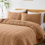 Lush Decor Logan Stone Washed Cotton Quilt 3 Piece Set Full/Queen Sienna - Rustic Bedding Set - Soft Terracotta Quilt - Lightweight - Minimalist & Boho Bedroom Decor Lush Decor