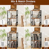 LOAKEKEL Record Player Stand, Vinyl Record Storage Up to 200 Albums, 3 Tier End Table with Removable Dividers, Tall Side Table for Living Room, Bedroom, Rustic Brown, HETCD010BR-1 LOAKEKEL