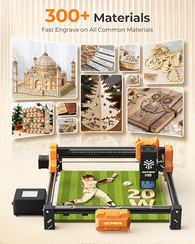 Acmer S2 20W Laser Engraver, Diode Lazer Machine with 25L Air Assist, High Precision Laser Engraving & Cutting Machine, 300×285mm DIY Laser Cutter for Wood, Acrylic, Leather, Ceramic ACMER