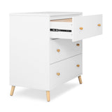 Delta Children Essex 3 Drawer Dresser with Interlocking Drawers, Bianca White/Natural Delta Children