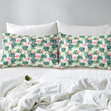 Feelyou Palm Leaf Sheet Set King Size Kids Flower Floral Palm Tree Print Sheets with Deep Pocket Fitted Sheet for Boys Girls Teens Botanical Nature Theme Bed Sheets Set Summer Nature Theme Bedding Set Feelyou