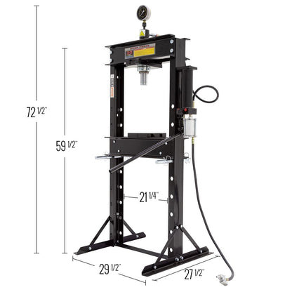 Black Widow BD-PRESS-20A-20 Ton Air-Operated Mechanic Repair Shop Press - WoodArtSupply