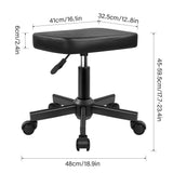 WKWKER Rolling Stool Height Adjustable 360° Swivel Stool with Wheels Square Seat PU Leather Rolling Stool for Bedroom Counter Shop Salon Massage Home Office Desk (Black) WKWKER