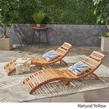 Christopher Knight Home Lahaina Wood Outdoor Chaise Lounge Set, 2-Pcs Set, Natural Yellow Christopher Knight Home