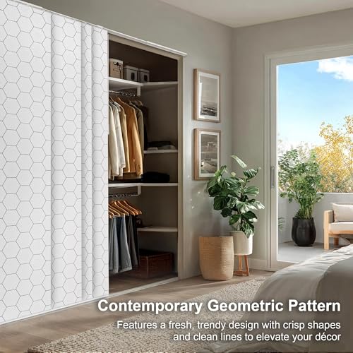 CHICOLOGY Sliding Door Blinds, Blinds for Sliding Glass Doors, Sliding Glass Door Blinds, Vertical Blinds for Patio Doors, Room Divider, Hexagon, W:46-86 x H: 0-96 inch CHICOLOGY