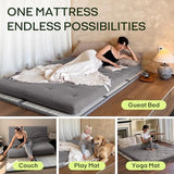 ZonLi Japanese Floor Futon Mattress Full Size 75"x 54", 100% Cotton Cover 2.5'' Thicken Tatami Mattress, Foldable Sleeping Pad, Portable Dormitory Tatami Mat (Grey) ZonLi
