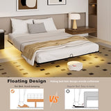 YIADDTION Queen Size Floating Bed Frame with Smart LED Lights, Modern Metal Platform Floating Bed Frame Queen - Heavy Duty Easy Assembly No Box Spring Needed and Noise Free YIADDTION
