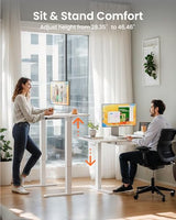 ErGear 44 inch Electric Standing Desk with Drawers, Adjustable Height with Storgear, 4 Memory Height Settings, Sit Stand Up Desk for Home Office & Computer Workstation, White ErGear