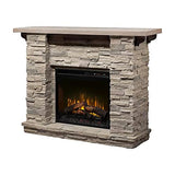Dimplex Featherston Electric Fireplace with Mantel Surround Package | Pine with Gray Stone-Look, Includes 28" Electric Firebox Heater | 1500W | LED Flames | Remote Control | #GDS28L8-1152LR DIMPLEX