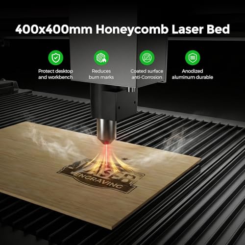 Cloudray 400x400mm Honeycomb Laser Bed with 4 Positioning Fixture Clamps, Desktop Laser Engraver Accessories, Honeycomb Working Table for CNC Laser Cutter, Each Working Area 15.7"x3.9", 4PCS, Black Cloudray