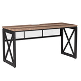 BON AUGURE Industrial Home Office Desks, Rustic Wood Computer Desk, Farmhouse Sturdy Metal Writing Desk (60 Inch, Vintage Oak) BON AUGURE