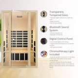JNH Lifestyles Ensi+ 2-Person Home Infrared Sauna with Color & Red Light Therapy, Ultra-Low EMF - Indoor Personal Luxury Spa for House and Gym JNH Lifestyles