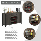 FATORRI Industrial Coffee Bar Cabinet with Wine Rack, Wood Buffet and Sideboard with Storage Cabinet, Rustic Credenza Cupboard for Kitchen Dining Room (55.12 Inch, Walnut Brown) FATORRI