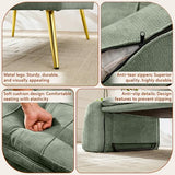 wanan Convertible Sofa Bed, 3-in-1 Futon Sleeper Chair with Back Support & Pillow, Chenille Fabric Single Daybed with Solid Wood Frame & Sturdy Metal Legs, for Living Room Bedroom, Vintage Green wanan