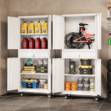 DEVAISE Metal Garage Storage Cabinet with Locking Doors and Adjustable Shelves, Rolling Tool Cabinet with Drawer for Garage,Warehouse,Home,Office (White) DEVAISE