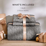 Bedsure Quilts Queen Size - Grey Bedspreads Queen Size with Basket Weave Pattern, Soft Quilt Bedding Set, Lightweight Comforter Set Coverlet for All Seasons with 2 Pillow Shams (90" x 96") Bedsure