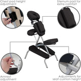EarthLite Portable Massage Chair Package Vortex - Portable, Compact, Strong and Lightweight incl. Carry Case, Sternum Pad & Strap (15lbs), Black EarthLite