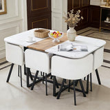 Rejeke 7-Piece Dining Room Table Set for 6,Modern Dining Table Set for 6 with Cushioned Chair, White Kitchen Table Set for Home, Apartment,Office,Conference Room, Space-Saving Rejeke