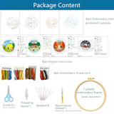 Zhenqing Four Seasons Embroidery Kit for Beginners, 4-Pack Circular Scenes with 20cm Hoop, Pre-Printed 29x29cm Fabric & Threads, Spring Summer Fall Winter Landscape Designs(C0182)