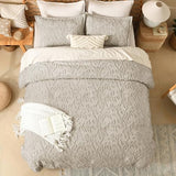 Litanika King Size Comforter Set Oatmeal, 3 Piece Khaki Boho Tufted Bedding, Beige Fluffy Farmhouse Bed Set for All Season with 2 Leaf Pattern Pillowcases（104x90In） Litanika