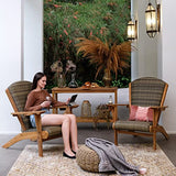 Cambridge Casual Auburn Padded Upholstered Outdoor Adirondack Chair, Teak Wood and All-Weather Wicker Cambridge Casual