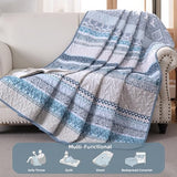 WONGS BEDDING Boho Quilt Set King Size, Blue Bohemian 3 Pieces Quilt Sets, Lightweight Bedspread Coverlet Bedding Set for All Season (104"x90") WONGS BEDDING