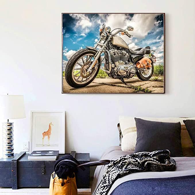 CXYQLC DIY 5D Diamond Painting Kits for Adults,Diamond Painting Full Drill Crystal Rhinestone Embroidery Craft Kits for Home Wall Decor Gifts 11.8x15.7inch(Motorcycle) CXYQLC