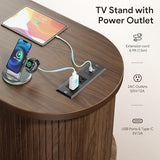 Decofy Mid Century TV Stand for TVs up to 65 Inches, Entertainment Center with Storage, Power Outlet, Fluted Sliding Doors & Adjustable Shelves, Modern Media TV Console Table for Living Room (Walnut) Decofy