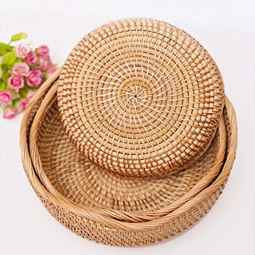 YANGQIHOME Rattan Bread Basket, Round Fruit Baskets, Wicker Storage Bowls, Natural Woven Serving Basket Bowls, Decorative Baskets for Kitchen Counter Organizing, Gift Basket, Set of 3 YANGQIHOME