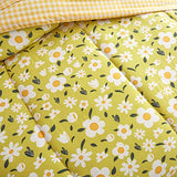 Uozzi Bedding 4 Pieces Yellow Girls Toddler Bedding Set White Floral Style - Includes Adorable Quilted Flower Comforter, Fitted Sheet, Top Sheet, and Pillow Case for Girls Bed UOZZI BEDDING
