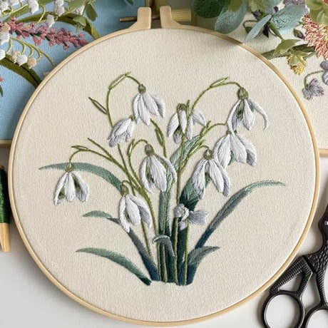 Myfelicity Embroidery kit for Adults and Beginners, Includes 3 Floral Pattern Fabrics, 3 Embroidery Hoops, Embroidery Floss and Other Tools. Myfelicity
